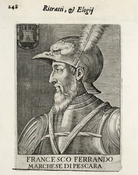 AVALOS, Fernando Francisco (1490-1546). General espanhol. Xilogravura. ESPANHA. MADRID (COMUNIDADE AUTÓNOMA). Madrid. Biblioteca Nacional