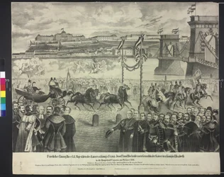 Chegada do casal imperial ao armazém da corte em Budapeste a 29. janeiro de 1866