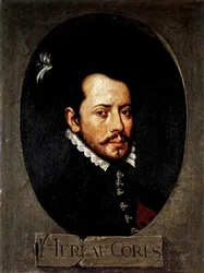 CORTES Hernan (1485-1547). Conquistador espanhol do México (óleo sobre tela)