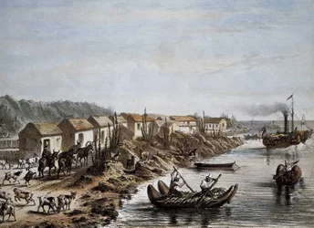 Chile (1854). Porto de Huasco. Litografia.