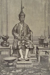 Chulalongkorn ou Rama V (1853-1910). Quinto monarca do Sião sob a Casa de Chakri. Gravura. Coleção particular