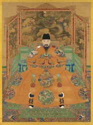 Retrato da corte do Imperador Hongzhi (r. 1488-1505) (tinta e cor sobre seda)