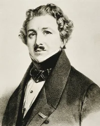 DAGUERRE, Louis-Jacques-Mande (1787-1851). Inventor inglês que melhorou a fotografia. Litografia.