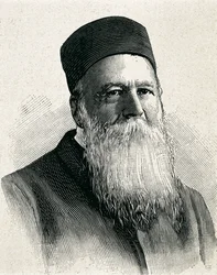 DUNANT, Henri (1845-1923). Fundador da Cruz Vermelha (1863). Prémio Nobel da Paz em 1901. Retrato. Gravura.