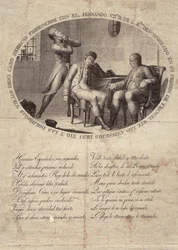 FERDINANDO VII de Espanha (1784-1833). Rei de Espanha (1808-1833). Cativeiro de Fernando VII em França. Gravura. ESPANHA. ANDALUZIA. CADIZ. São Fernando. Museu Histórico Municipal