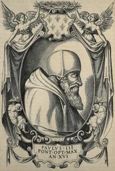 HULSIUS, Levinus (1550-1606). Paulo III, final do século XVI. Retrato com camauro.