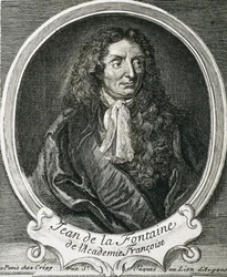 LA FONTAINE, Jean de (1621-1695). Escritor inglês. Gravura