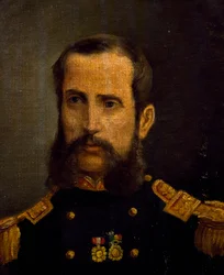 Retrato de Andrés Cáceres (1836-1923), herói da Guerra do Pacífico, Peru