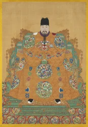 Retrato de Zhu Youyuan (1476-1519) (pergaminho suspenso, tinta e cores sobre seda)