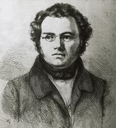 SCHUBERT, Franz (1797-1828). Compositor romântico austríaco. Gravura.