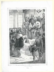Os deputados húngaros em frente de Sir M. o imperador Fernando I na semana de março de 1848