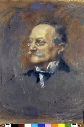 retrato de Arrigo (ou Enrico) Boito (1842-1918), compositor e escritor italiano. (Pastel de Rietti).