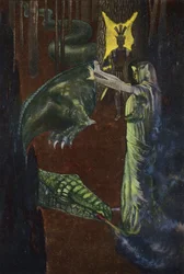 Jason observando Medeia colocou o dragão que guarda o velo dourado para dormir (cor litho)