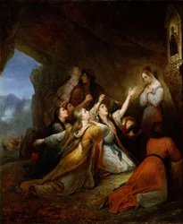 ""Mulheres gregas implorando a ajuda da Virgem"" (Mulheres gregas implorando à virgem da assistência) Pintura de Ary Scheffer (1795-1858) 1826 Dim 65x55 cm Museu Nacional de Arte Ocidental, Tóquio