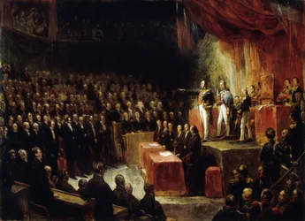 Louis-Philippe presta juramento sobre a constituição perante as câmaras em 9 de agosto de 1830, 1830.