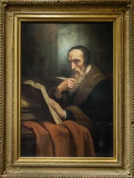 Retrato de John Calvin (Jean Cauvin), escritor, teólogo e pastor francês durante a Reforma Protestante (1509-1564) - pintura de Ary Scheffer (1795-1858). musee de la vie romantique - Paris