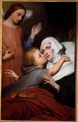 A Criança Caridosa Uma criança pequena dá um beijo a uma mulher de todas as idades. Pintura de Ary Scheffer (1795-1858) 1840 Nantes, Musee des Beaux Arts