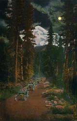 Na estrada desde o Parque Nacional do Monte Rainier, Washington, cerca de 1916