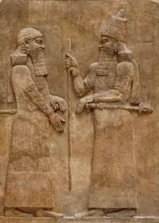 Sargon II e dignitário, alívio do palácio do rei Sargon em Khorsabad, c.716-713 a.C.
