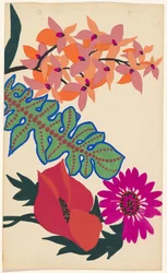Desenho para bordado de folhas e flores