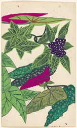 Desenho de bordado de flores e folhas