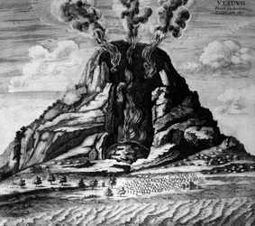 Vulcão do Vesúvio - em "The Underground World" de Athanasi Kircheri