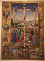 Crucificação, miniatura do Missal de Thomas James.