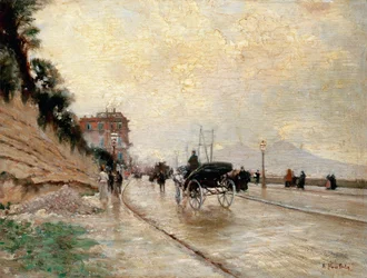 Transporte no passeio em Nápoles (óleo no painel)