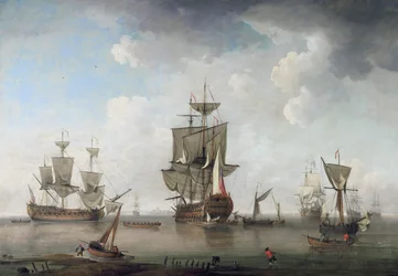 Homens de guerra no porto