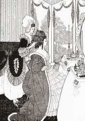 A Toilet depois da Aubrey Beardsley. Da Illustrierte Sittengeschichte vom Mittelalter bis zur Gegenwart de Eduard Fuchs, publicado em 1909.