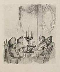 Uma cena de "Madame Lescaut" de um livro de cinquenta desenhos