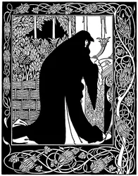 Como a rainha Guenever fez dela uma freira, ilustração de "Le Morte d&39;Arthur" de Sir Thomas Malory, 1893-94