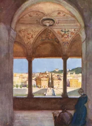 Roma: Da Loggia de S. Angelo (litografia a cores)