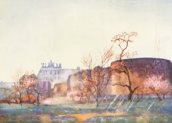 Roma: O Latrão a partir do Anfiteatro Castrense (litografia a cores)