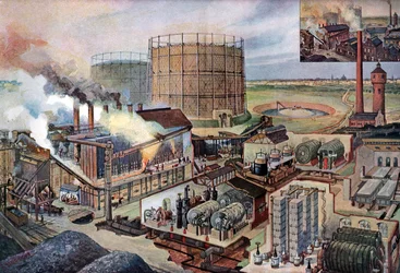 Fábrica de gás, c1880 (ilustração)