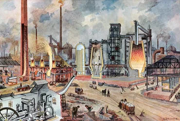 Indústria siderúrgica na Alemanha, c1880 (ilustração)