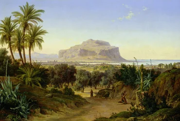 Alemão: Blick auf Palermo mit Monte Pellegrino Vista de Palermo com o Monte Pellegrino