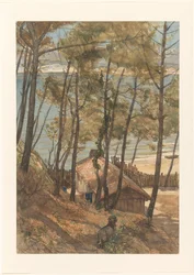 Vista de uma colina de uma casa de campo no Golfo de Arcachon