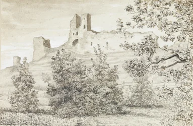 Vista das Ruínas do Castelo de Rakvere, 1828 (sépia e lápis sobre papel)