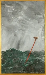 Mar tempestuoso. Pau vermelho (óleo sobre papel)