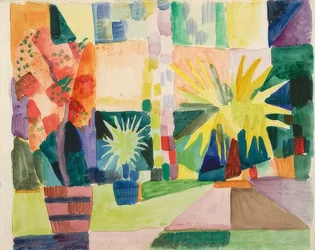 Jardim no lago Thun (romã e palmeira no jardim). 1914