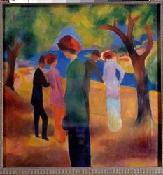 Lady with the Green Jacket Painting by August Macke (1887-1914) 1913 Bonn, Kunstmuseum