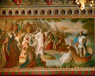 A chegada de Lohengrin a Antuérpia, da Saga de Lohengrin, Salão, cerca de 1882-83