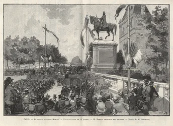 Paris - - Discurso do Sr. Darlot durante a inauguração no Hotel de Ville de Paris da estátua de Etienne Marcel - Desenho de Gerardin em "O Mundo Ilustrado" de 1888