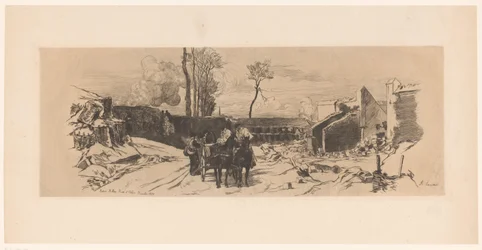 Soldados numa carroça puxada por cavalos durante a guerra franco-alemã
Baterie Millau, Route d