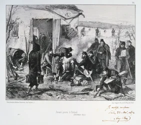 Posto de guarda avançado francês em Cretail, cerco de Paris, guerra franco-prussiana, dezembro de 1870 1872