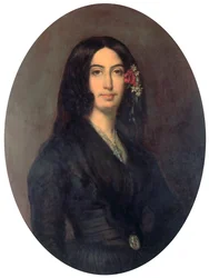 George Sand, romancista francês e feminista inicial, c1845