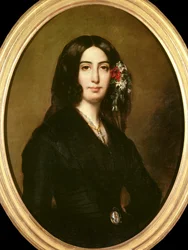 Retrato do escritor George Sand (1804-1876) Aurore Dupin, Baronne Dudevant Pintura de Auguste Charpentier (1813-1880) 1838 Paris, Musee de la vie Romantique