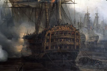Batalha de Trafalgar, detalhe, por Auguste Etienne François Mayer (1805-1890)