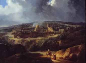Vista de Jerusalém, tirada do vale de Jeosafá. Pintura de Auguste Forbin (1777 - 1841)